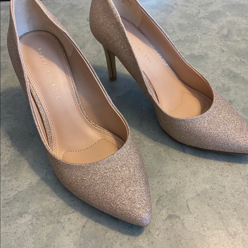 Kelly and Katie Champagne Sparkle Heels